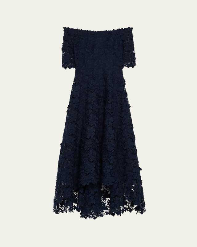 High-Low Floral Lace Maxi Dress
